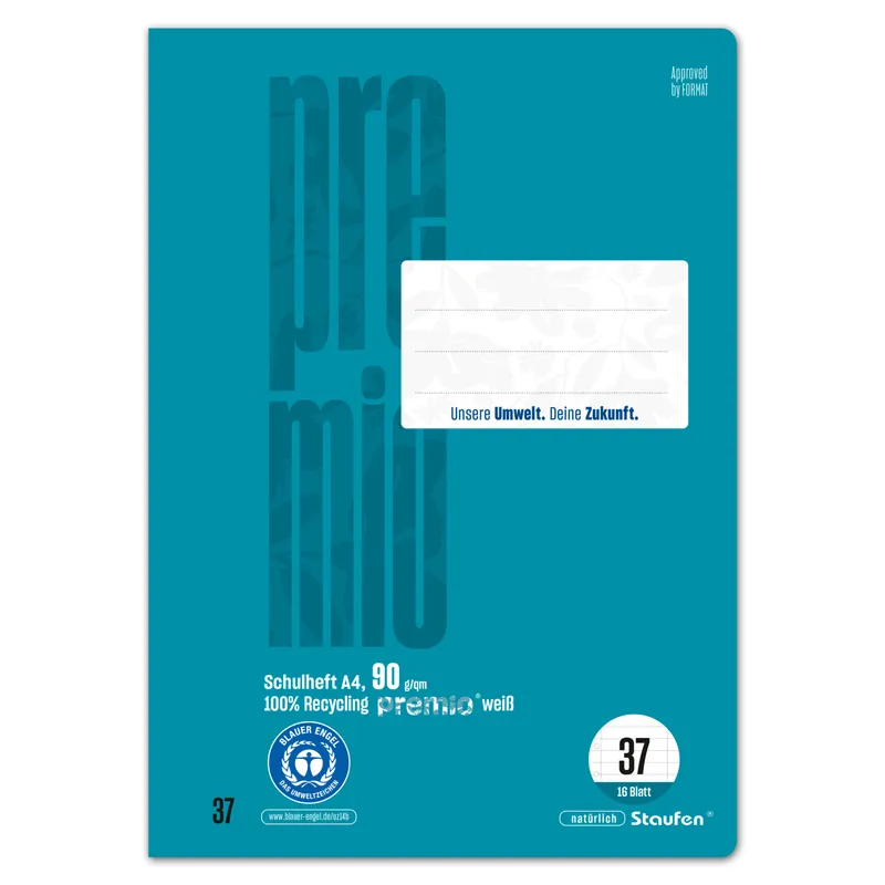Staufen Staufen Schulheft "premio" DIN A4, 90g/m², Lineatur 37 – Produktbild 1 von 3