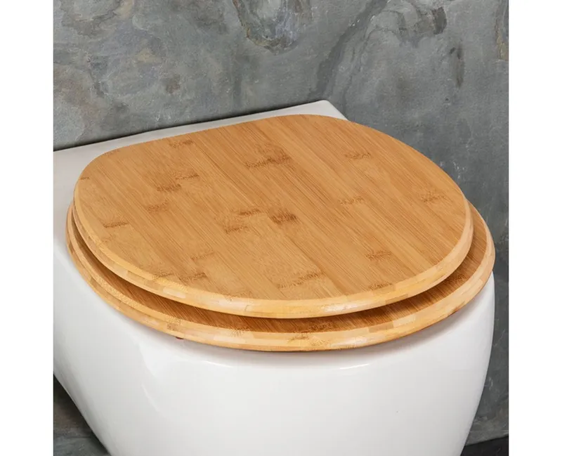 Wenko Wenko WC-Sitz Toilettensitz aus FSC-zertifiziertem Bambus WC-Sitz Rostfrei, passt auf alle handelsüblichen WCs & rostfreien Edelstahlscharniere – Produktbild 2 von 2