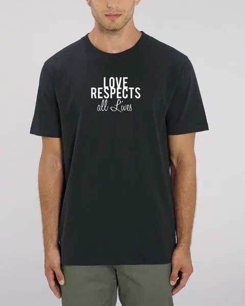Human Family Human Family Bio Herren Rundhals T-Shirt "Spread Love - Respect" in 4 Farben, Schwarz, – Produktbild 2 von 3