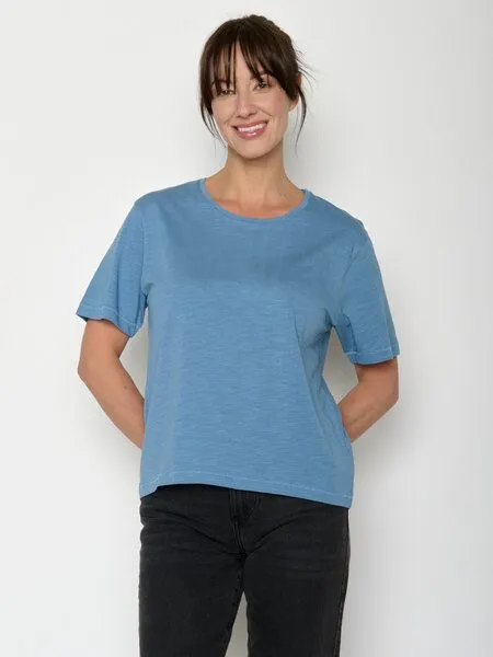 GreenBomb GREENBOMB Basic Nova - Kastiges T-Shirt aus Bio-Baumwolle / GOTS / Fair & Vegan, Blau (gletscherblau), – Produktbild 1 von 4