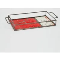 Moogoo Creative Africa Moogoo Creative Africa Upcycling Tablett aus recycelten Ölfässern, Rot&weiss, – Produktbild 7 von 7