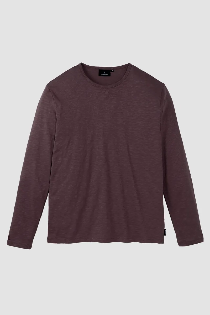 recolution Recolution Herren vegan Langarmshirt Maca Dark Grape, Violett, – Produktbild 1 von 1