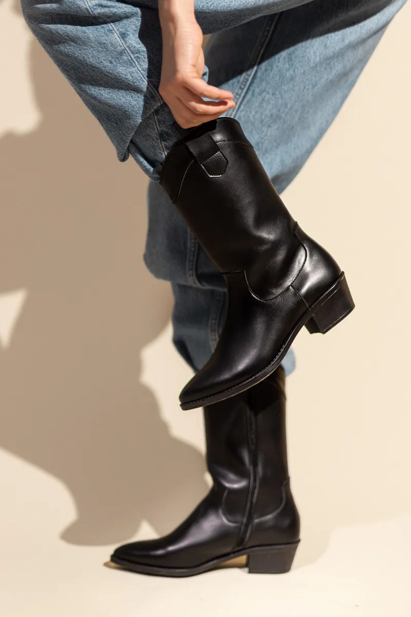 AGAZI AGAZI Damen vegan Cowboy Stiefel Carmen, Schwarz, – Produktbild 1 von 1