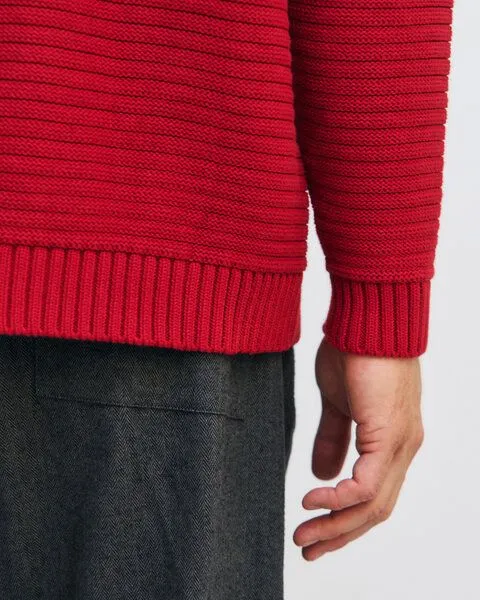 Rotholz Rotholz Gerippter Strickpullover Bio Baumwolle, Rot, – Produktbild 8 von 8