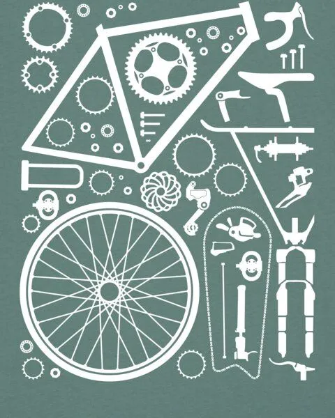 watapparel watapparel T-Shirt Unisex Fahrradteile, Green bay, – Produktbild 3 von 4