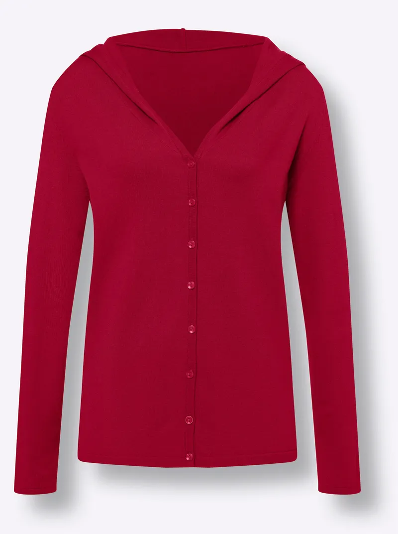 heine Kapuzenstrickjacke, Rot, – Produktbild 1 von 2