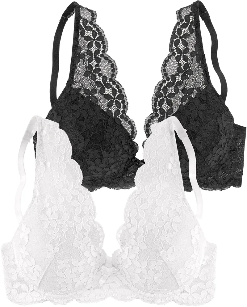 petite fleur by Lascana Push-up-BH weiß+schwarz, Weiß+schwarz, – Produktbild 2 von 3
