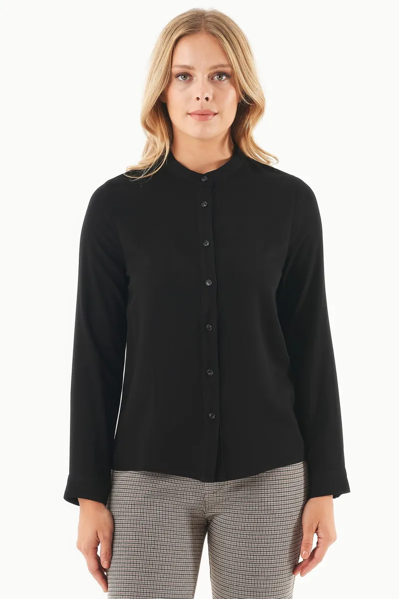 ORGANICATION ORGANICATION Damen vegan Bluse Ecovero Schwarz, Schwarz, – Produktbild 5 von 6