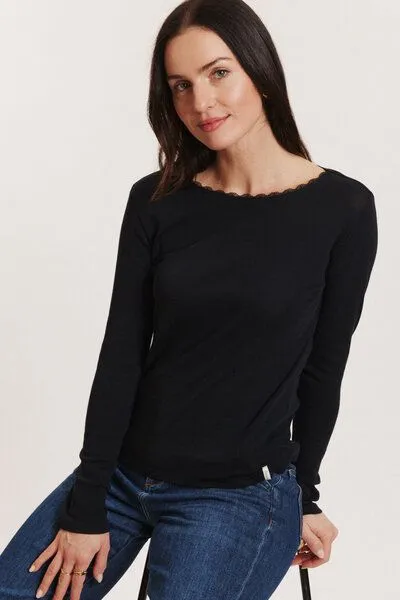 Tranquillo Tranquillo Longsleeve Noemiee aus Biobaumwolle, Black, – Produktbild 4 von 6