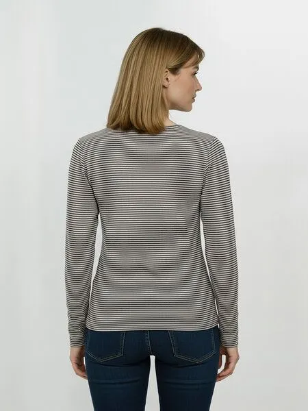GreenBomb GREENBOMB Basic Yummy - Sportliches Longsleeve aus Bio-Baumwolle / GOTS / Fair & Vegan, Grau (sandstone stripes), – Produktbild 4 von 4