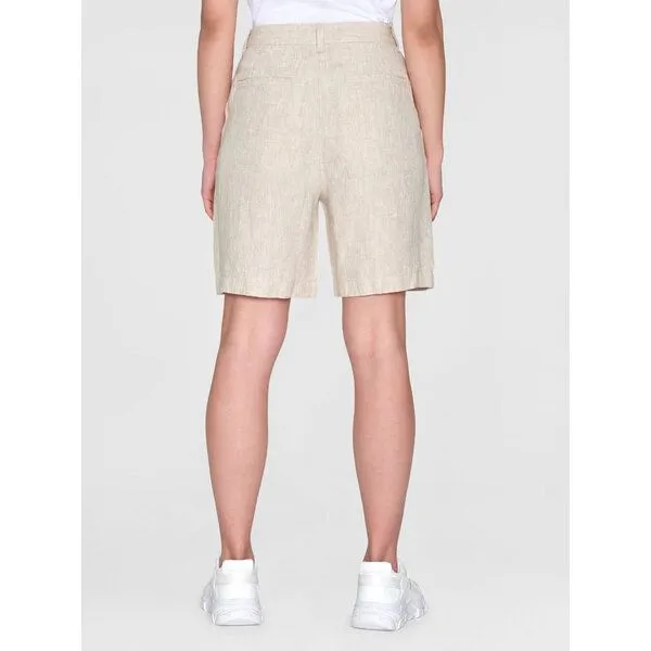 KnowledgeCotton Apparel KnowledgeCotton Apparel High-Waist Shorts POSEY aus Bio-Leinen, Natur (light feather gray), – Produktbild 2 von 4