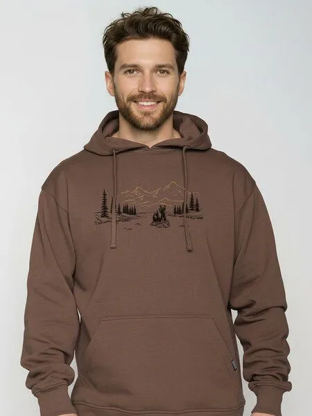 GreenBomb GREENBOMB Bear River Joy - Gemütlicher Hoodie aus Bio-Baumwolle / hochwertiger Print / GOTS / Fair & Vegan, Braun (earth wood), – Produktbild 2 von 4