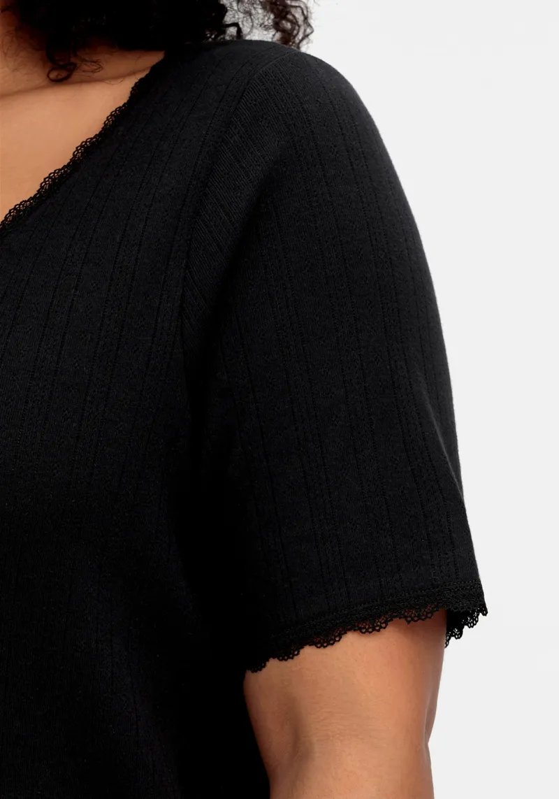 sheego Rippshirt, Schwarz, – Produktbild 2 von 2