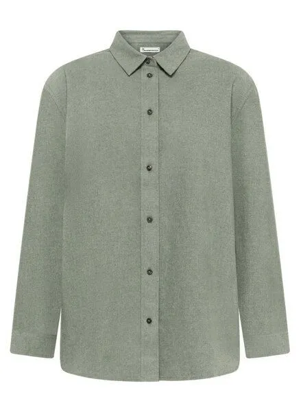 KnowledgeCotton Apparel KnowledgeCotton Apparel Lockeres Flanellhemd VEGA aus Bio-Baumwolle, Grün-lily-pad, – Produktbild 1 von 4