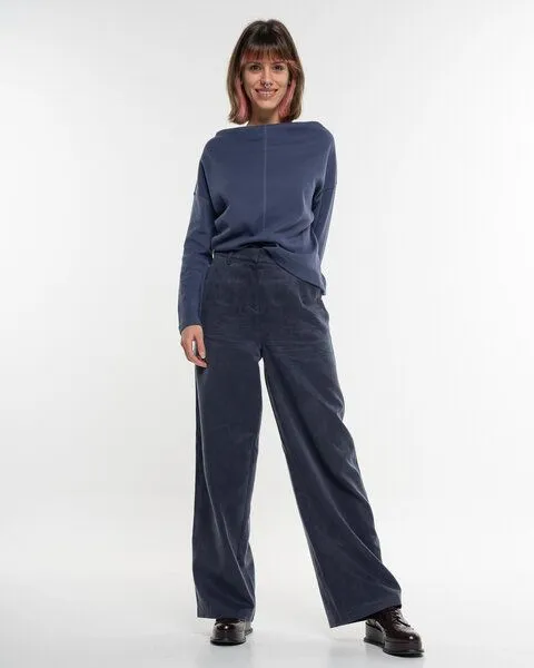 Alma & Lovis Alma & Lovis Weite Marlenehose aus softem Cotton-Lyocell-Mix | Luxury Marlene, Orion (blau), – Produktbild 3 von 3