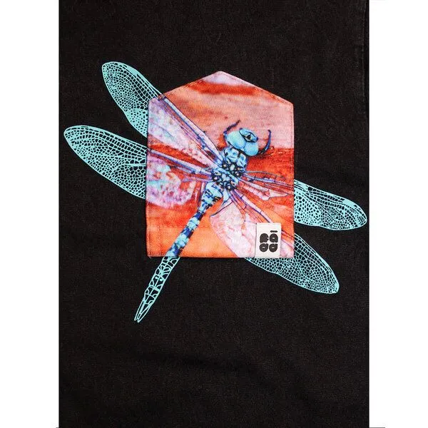FÄDD FÄDD Damen T-Shirt Rundhals aus Bio-Baumwolle "Drachenfliege BT" Schwarz, Schwarz, – Produktbild 3 von 4