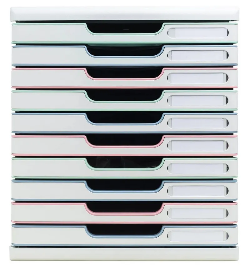 Exacompta Exacompta Schubladenbox "Modulo AutentiK" DIN A4+, 10 Schubladen fbg sort., Korpus weiß – Produktbild 3 von 3