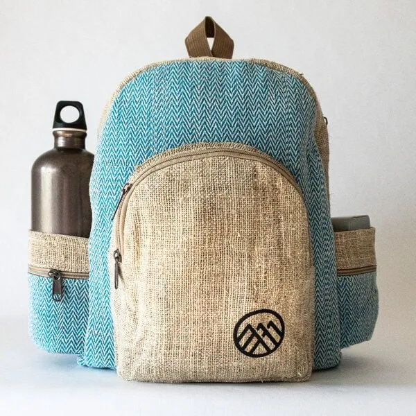 Himal Hemp Rucksack RAMRI aus Hanf von Himal Hemp (Medium), Zigzag hellblau, – Produktbild 1 von 4