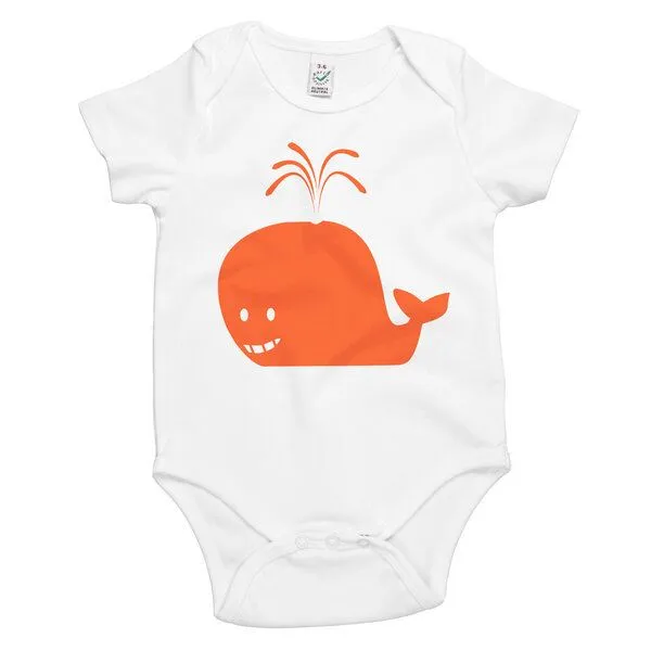 HANDGEDRUCKT HANDGEDRUCKT "Wal" Baby Body, Weiß, – Produktbild 1 von 4
