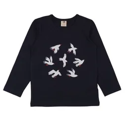 Walkiddy Mädchen Langarmshirt Bio-Baumwolle „Navy“ blau, weiches Jerseyshirt von Walkiddy für Schulkinder, vielseitiges Basic Oberteil, hautfreundlich, elastisch & nachhaltig gefertigt – Produktbild 1 von 1