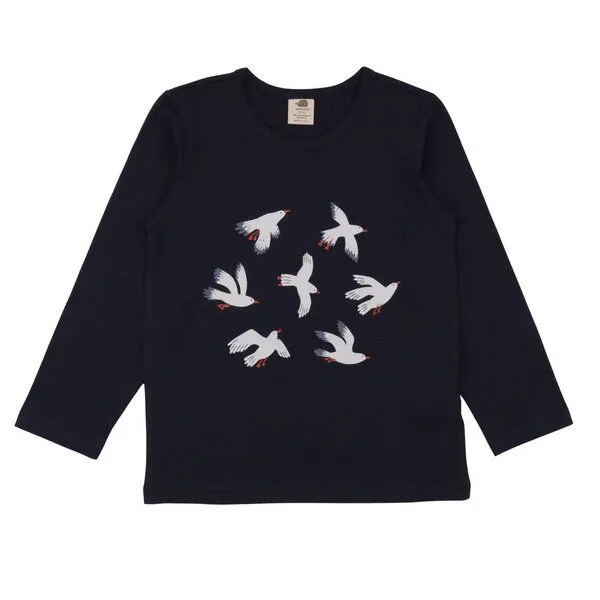 Walkiddy Mädchen Langarmshirt Bio-Baumwolle „Navy“ blau, weiches Jerseyshirt von Walkiddy für Schulkinder, vielseitiges Basic Oberteil, hautfreundlich, elastisch & nachhaltig gefertigt, Dunkel blau, – Produktbild 1 von 3