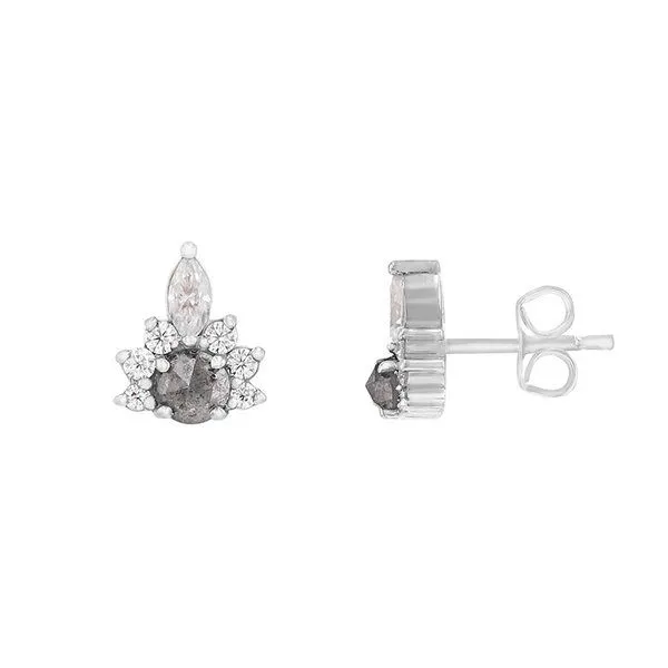 Eppi Eppi Ohrringe mit Salt and Pepper Diamanten und Moissaniten Kruno, Weiss, – Produktbild 1 von 2