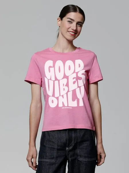 watapparel watapparel T-Shirt Frauen Good vibes only, Bubble pink, – Produktbild 2 von 3