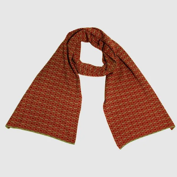 LANARTO slow fashion LANARTO slow fashion Schal Muster 'Blüte' zweifarbig gestrickt aus mulesingfreier Merinowolle, Rot, – Produktbild 3 von 3