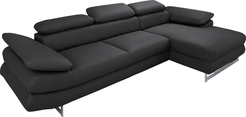COTTA Ecksofa Solution L-Form, B:286cm,modern mit Relaxarmlehne, Wellenunterfederung, mit Arm- & Kopfteilverstellung, wahlweise mit Schlaffunktion, Schwarz, – Produktbild 2 von 6