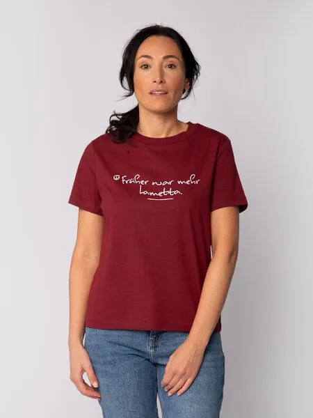 watapparel watapparel T-Shirt Frauen Früher war mehr Lametta, Burgundy, – Produktbild 2 von 2