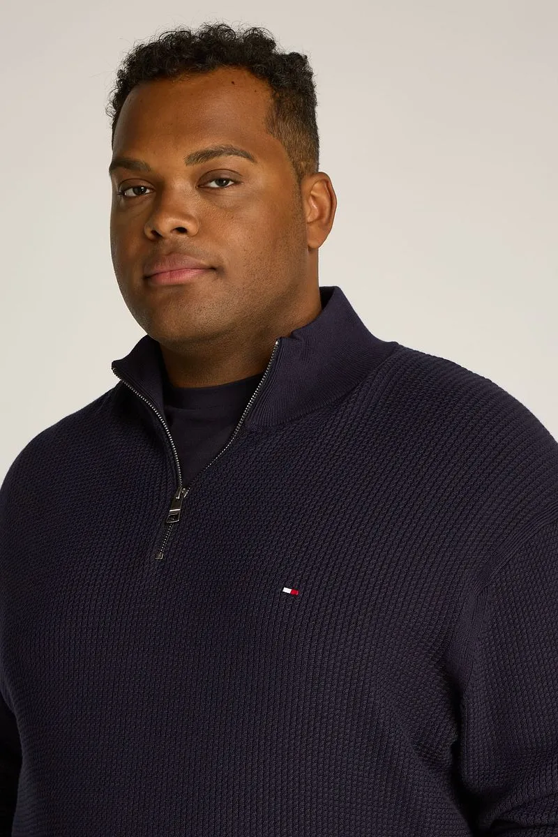 Tommy Hilfiger Tommy Hilfiger Big & Tall Half-Zip Pullover mit Struktur, Dunkelblau, – Produktbild 1 von 4
