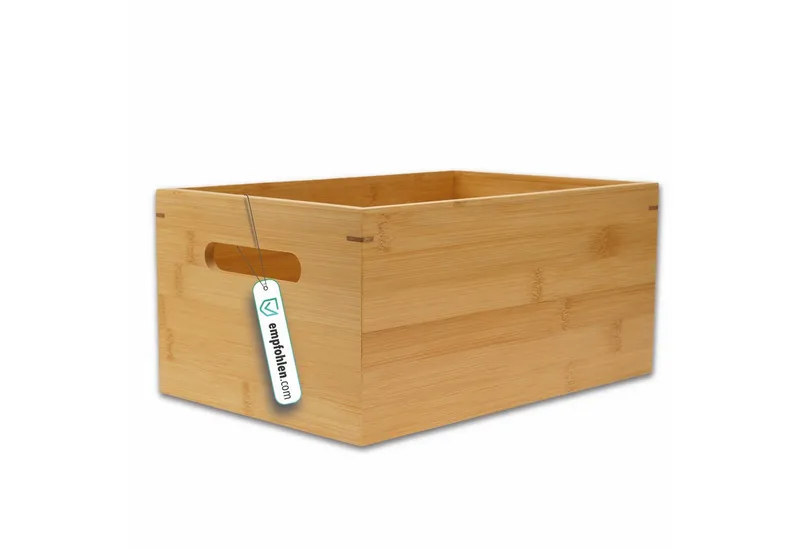 Kibun Holzkiste Holzbox mit Griffen 30x20x14 cm (Stapelbare Aufbewahrungsbox Holz ohne Deckel, 1 St), Allzweckkiste Holzbox Organizer für Büro Küche Kinderzimmer, Beige, – Produktbild 1 von 5