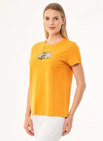ORGANICATION ORGANICATION T-Shirt aus Bio-Baumwolle mit Print, Orange(mango), – Produktbild 3 von 4