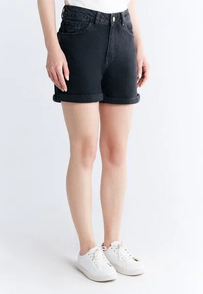 Evermind Evermind Women's Mom Shorts-WN3010, Carbon gray, – Produktbild 2 von 3
