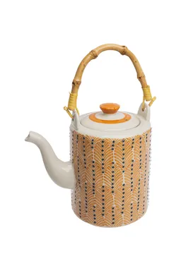 Tranquillo Teekanne MIIX'N'MATCH – Steinzeug & Rattan - orange – Produktbild 1 von 1