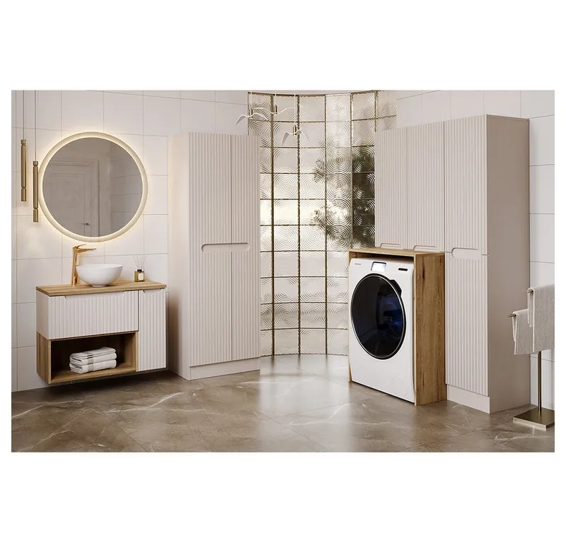 Lomadox Waschmaschinenumbauschrank NEWPORT-56-EVOKE 70 cm breit, in Eiche, Braun, – Produktbild 3 von 4