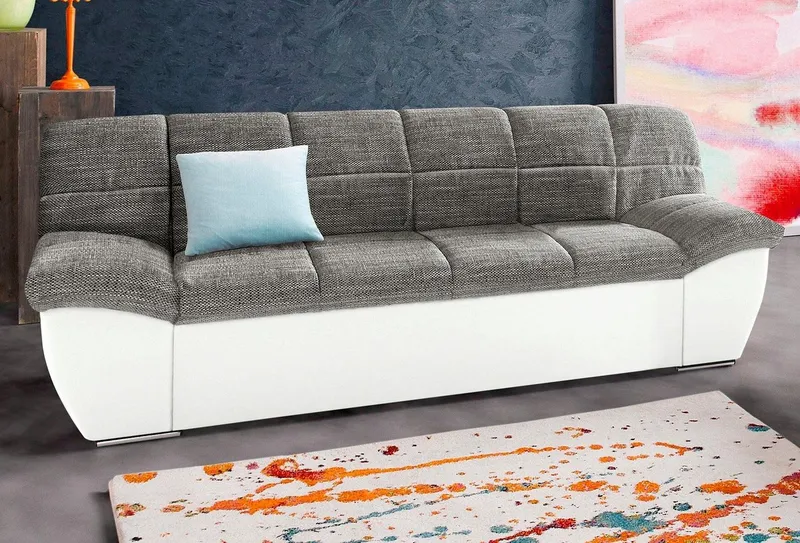 DOMO collection 2-Sitzer SPLASH Breite 211 cm, moderne Sitz- und Rückensteppung, komfortabel, flache Armlehnen zum Entspannen, Grau|weiß, – Produktbild 2 von 5