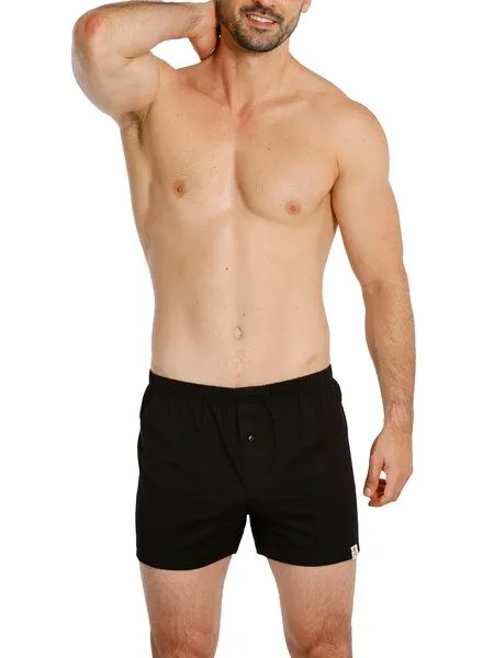 Haasis Bodywear Haasis Bodywear Herren Jersey Boxer, mit Knopfleiste, 2er Pack, Single-Jersey, Schwarz, – Produktbild 3 von 4