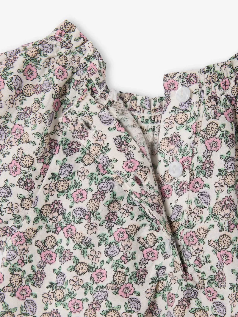 Vertbaudet Mädchen Baby Bluse mit Blumenmuster, Wollweiß, – Produktbild 2 von 4