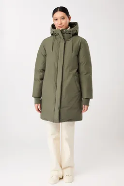 LangerChen LangerChen Damen vegan Lange Jacke Mit Kapuze Sencha Grün – Produktbild 1 von 1