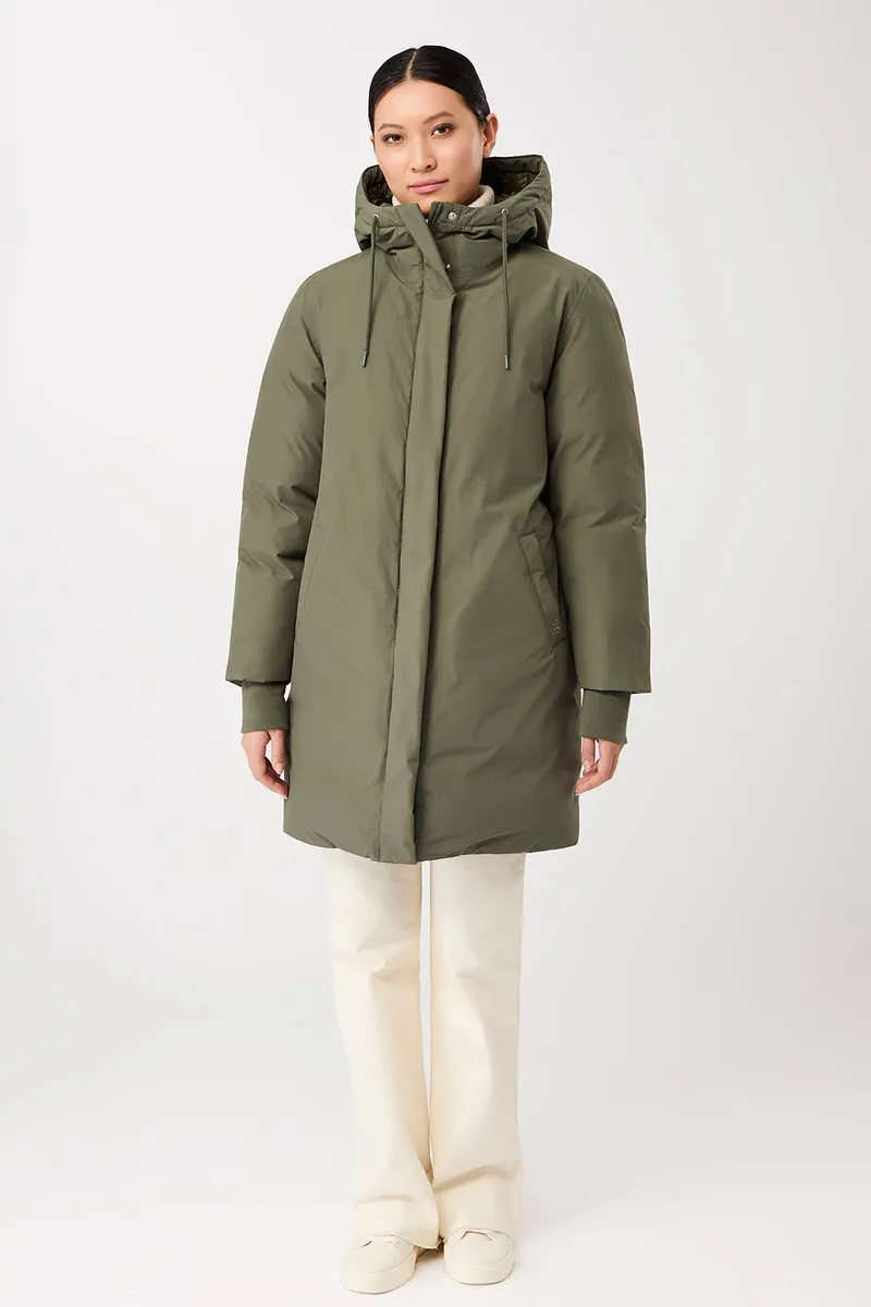 LangerChen LangerChen Damen vegan Lange Jacke Mit Kapuze Sencha Grün, Grün, – Produktbild 1 von 2