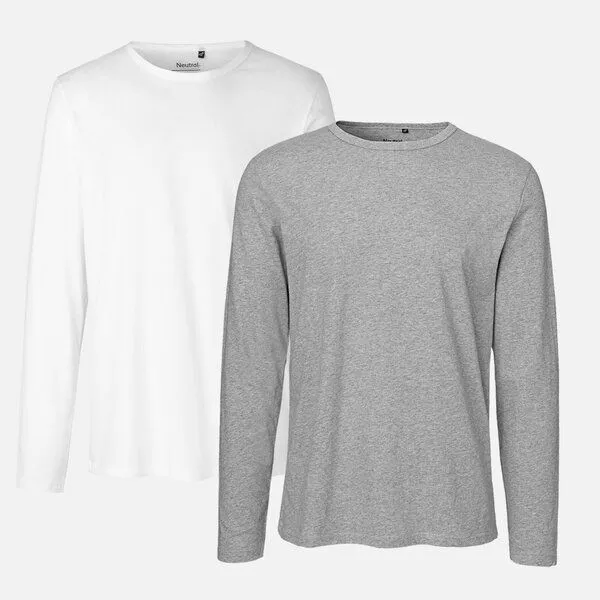 Neutral Neutral® Neutral Doppelpack Long Sleeve Shirt Herren - Bio-Baumwolle, Weiss / grau, – Produktbild 1 von 3