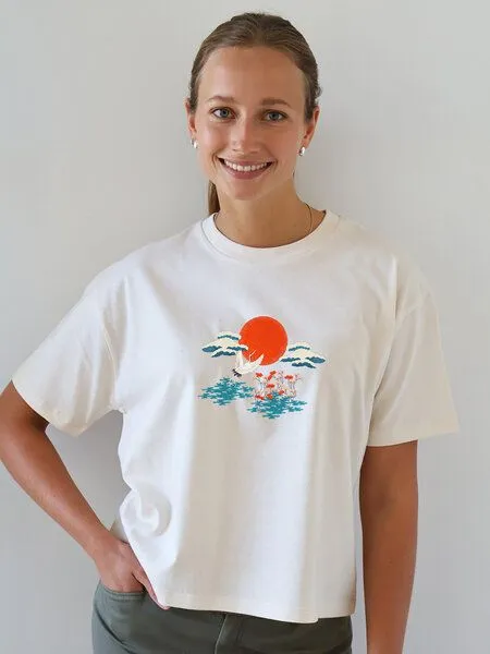 Kultgut Kultgut Artdesign - Boxi Shirt aus naturbelassener Biobaumwolle / Zum Morgenland, Natur, – Produktbild 3 von 4