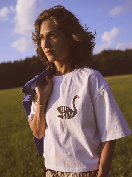 LANIUS LANIUS Oversized Statementshirt (GOTS) aus Bio-Baumwolle, Off white, – Produktbild 1 von 4