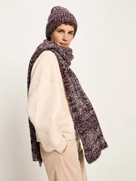 LANIUS LANIUS Strickmütze aus Bio-Schurwolle und Bio-Baumwolle, Bordeaux/ off white, – Produktbild 1 von 4