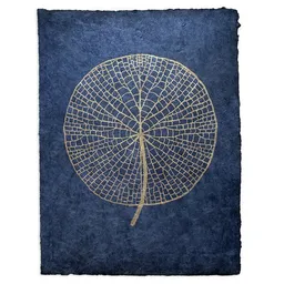Veskor Cassiopeia Veskor Cassiopeia VICTORIA AMAZONICA Seerosenblatt Linoldruck | 37 x 50 cm | Bronze auf Tiefblau – Produktbild 1 von 1
