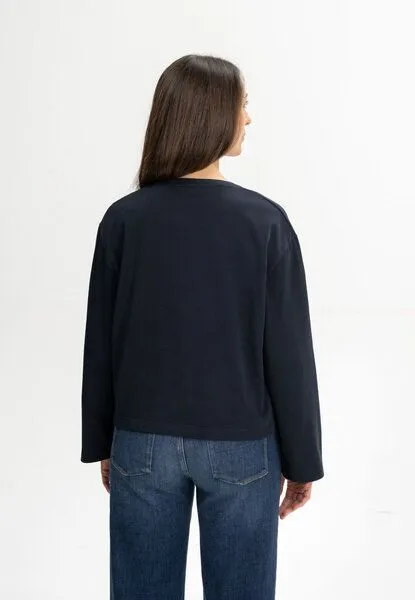 MELA MELA Oversized Langarmshirt schwer Style SANGEETHA aus 100% Bio-Baumwolle, Navy, – Produktbild 3 von 5