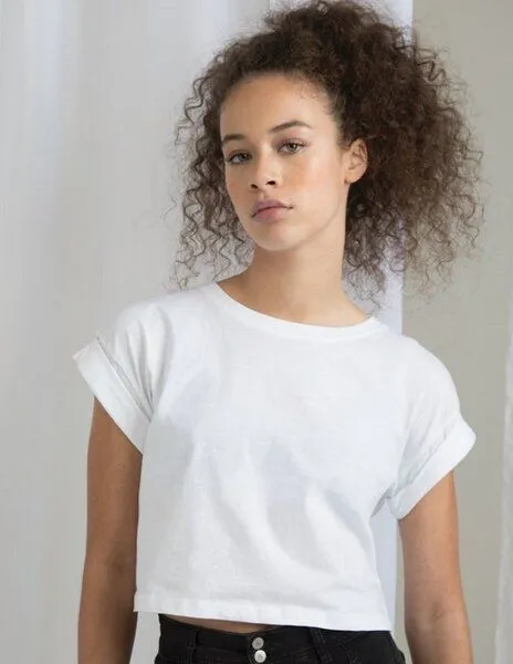 Mantis Mantis Damen T-Shirt Cropped Bauchfrei kurz, Weiß, – Produktbild 1 von 3
