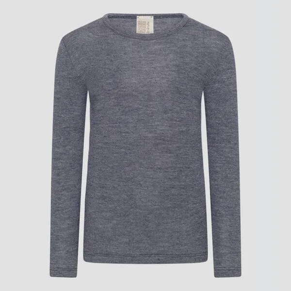 comazo|earth comazo|earth Kinder Shirt langarm aus Wolle-Seide Mix | GOTS zertifiziert, Dunkelblau-melange, – Produktbild 1 von 4
