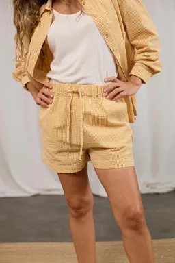 TWOTHIRDS TWOTHIRDS Damen vegan Kurze Hose Kalapaki Senf Vichy – Produktbild 1 von 1